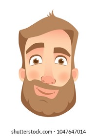 Man face expression. Human emotions. Set of cartoon vector illustrations. Smirk