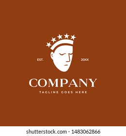 man face with five stars crown logo icon vector template