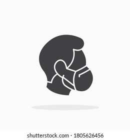 Man face in flu mask icon. For your design, logo. Vector illustration.