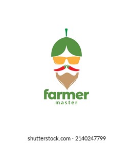 cara de hombre con diseño de logotipo de verduras frescas, símbolo gráfico vectorial ilustración icono idea creativa