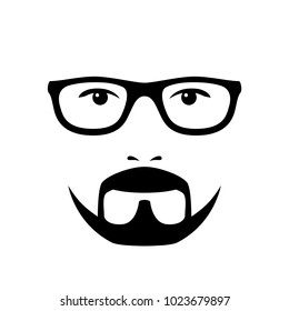 Man face with glasses and beard. Photo props. Vector illustration