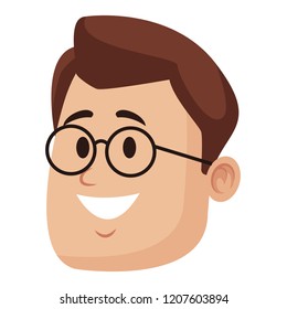 Man face with glasses cartoon