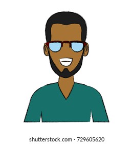 Man face with glasses cartoon