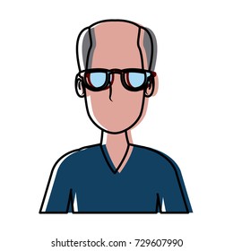 Man face with glasses cartoon