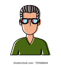 Man face with glasses cartoon
