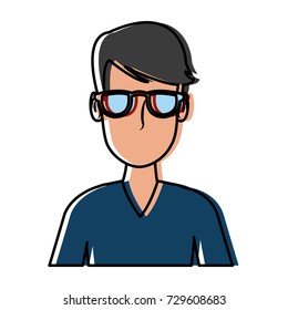 Man face with glasses cartoon