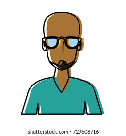 Man face with glasses cartoon