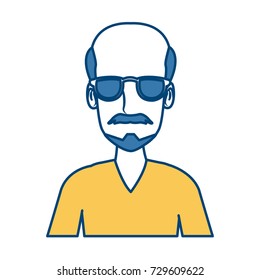 Man face with glasses cartoon