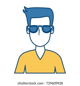 Man face with glasses cartoon