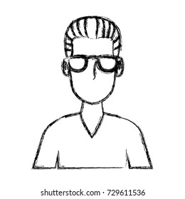 Man face with glasses cartoon