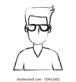Man face with glasses cartoon