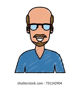Man face with glasses cartoon