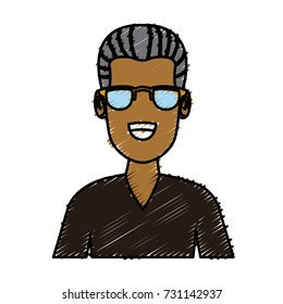 Man face with glasses cartoon