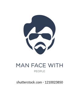 Man face with glasses and goatee icon. Trendy flat vector Man face with glasses and goatee icon on white background from People collection, vector illustration can be use for web and mobile, eps10