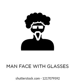 Man face with glasses and goatee icon. Man face with glasses and goatee symbol design from People collection. Simple element vector illustration on white background.