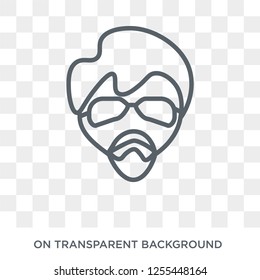 Man face with glasses and goatee icon. Trendy flat vector Man face with glasses and goatee icon on transparent background from People collection. High quality filled Man face with glasses and goatee