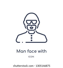 man face with glasses and goatee icon from people outline collection. Thin line man face with glasses and goatee icon isolated on white background.