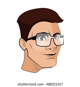 The man face in a glasses vector illustration.
