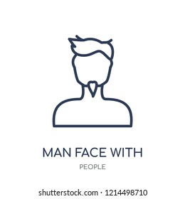 Man face with goatee icon. Man face with goatee linear symbol design from People collection. Simple outline element vector illustration on white background.
