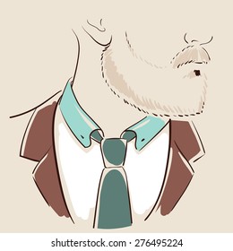Man face hand drawn. Portrait of a young handsome man. Vector illustration eps 10
