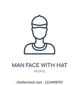 Man face with hat icon. Man face with hat linear symbol design from People collection. Simple outline element vector illustration on white background.