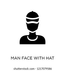Man face with hat icon. Man face with hat symbol design from People collection. Simple element vector illustration on white background.