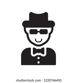 Man face with hat and sunglasses icon. Trendy Man face with hat and sunglasses logo concept on white background from People collection. Suitable for use on web apps, mobile apps and print media.