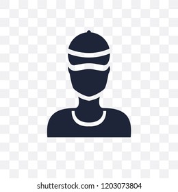 Man face with hat transparent icon. Man face with hat symbol design from People collection. Simple element vector illustration on transparent background.
