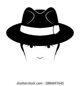 Man face with hat, vector illustration