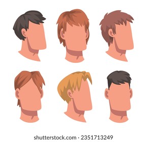 Man Face with Head and Hairstyle Vector Set