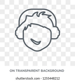 Man face with headphones icon. Trendy flat vector Man face with headphones icon on transparent background from People collection. High quality filled Man face with headphones symbol use for web and