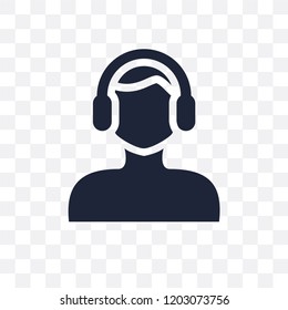 Man face with headphones transparent icon. Man face with headphones symbol design from People collection. Simple element vector illustration on transparent background.