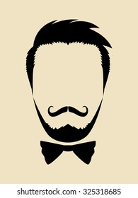 Man face with hipster style beard and mustache