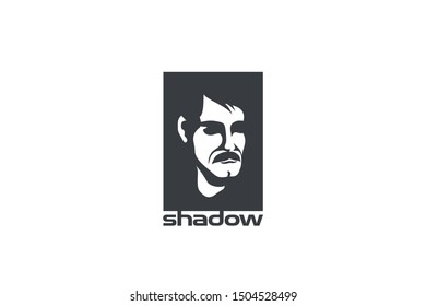 Man Face Logo abstract design vector template Negative space style.