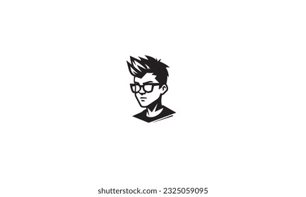 Man Face logo black vector on white background