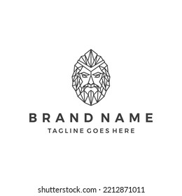 man face logo. Mythology geometric line art vector illustration