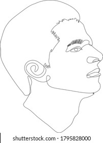 man face look up one line drawing art abstract vector illustration