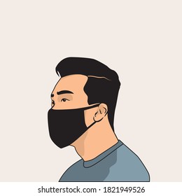 Man with face mask against coronavirus