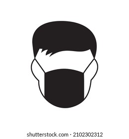 Man face with mask icon. Breathing mask on face. Safety breathing masks