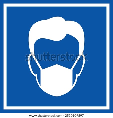 Man face with mask icon. Breathing mask on face. Safety breathing masks. Industrial safety N95 mask, dust protection respirator and breathing medical respiratory mask.