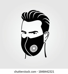 Man in face mask icon isolated. Vector illustration.