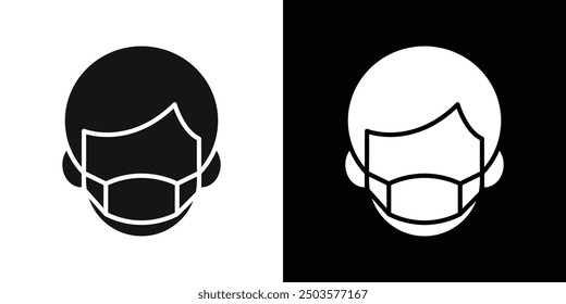 Man face with mask icon line art vector