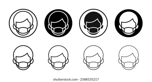 Man face with mask icon line art vector