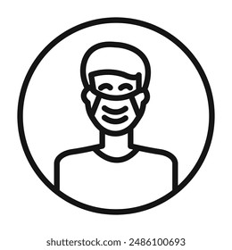 Mann Gesicht mit Masken-Icon-Markierung in ausgefülltem Stil