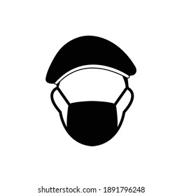 Man With Face Mask Icon. Safety Protection From Pollution, Corona Virus, Flu, Dust Protection Respirator. Face Mask To Protect Against Disease And Sickness.