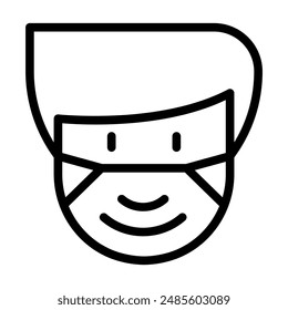 Man in face mask icon in thin line style Vector illustration graphic design 