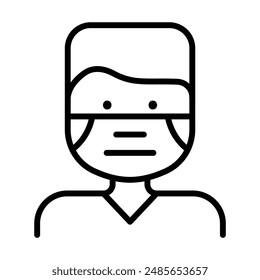 Man in face mask icon in thin line style Vector illustration graphic design 