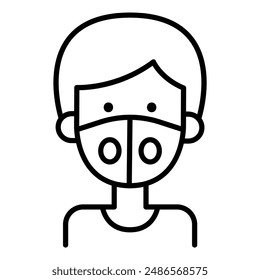 Man in face mask icon in thin line style Vector illustration graphic design 