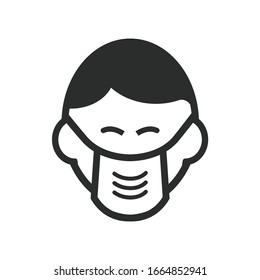 Man face with mask icon vector