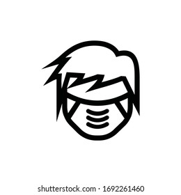 Cara masculina con icono de máscara vectorial en estilo plano moderno aislado en fondo blanco